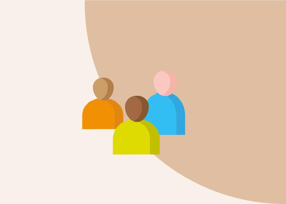 Three people outlined in 3D
