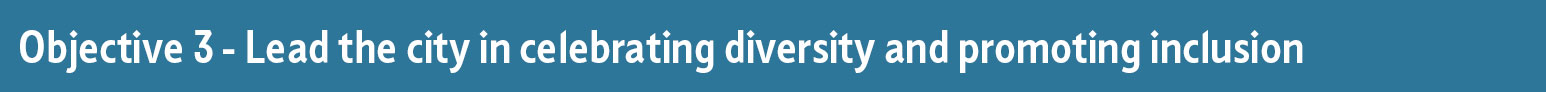 Objective 3 - Lead the city in celebrating diversity and promoting inclusion