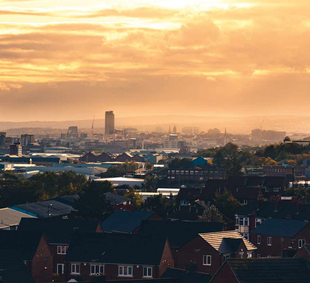 Arial shot of Sheffield