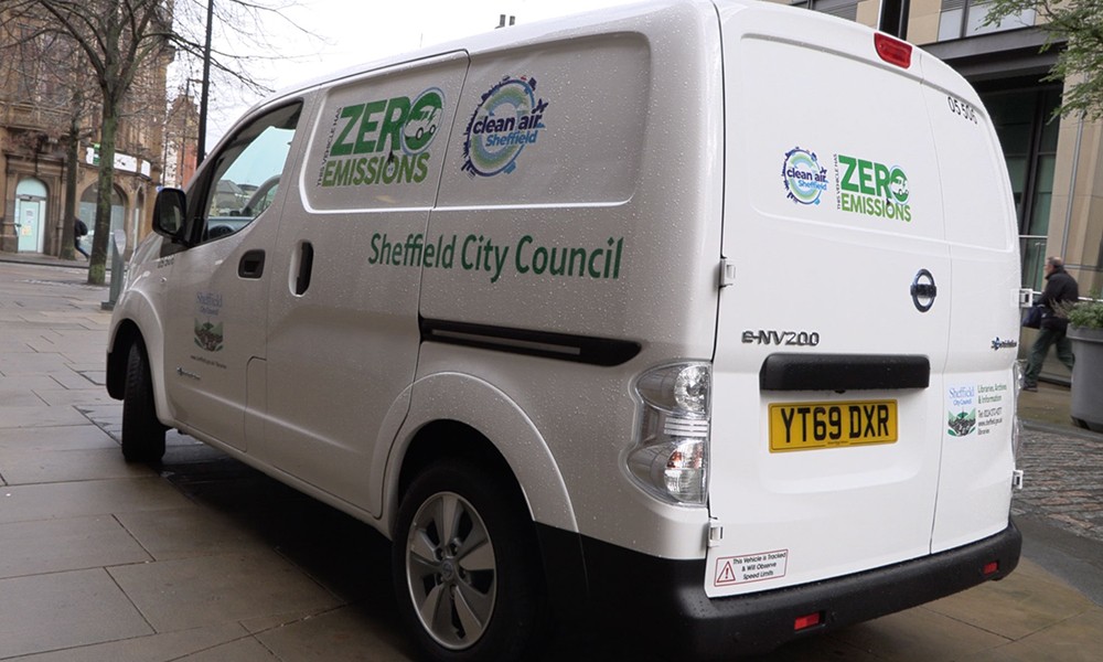 White van with Clean Air Sheffield branding