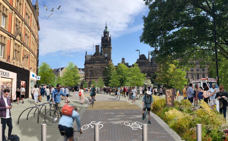 Artist impression of Pinstone Street regeneration