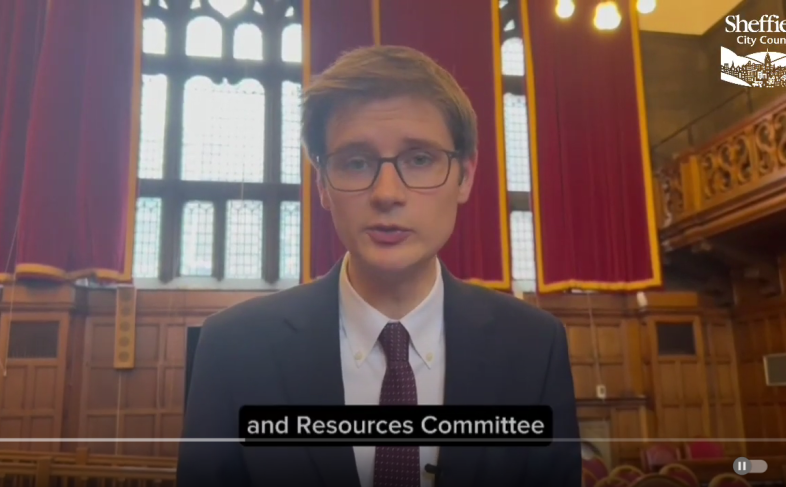 Sheffield City Council leader Tom Hunt talking about the meeting from the council chamber.