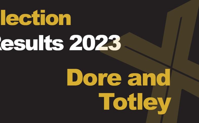 A green background picture with Election Results 2023 Dore and Totley written in front
