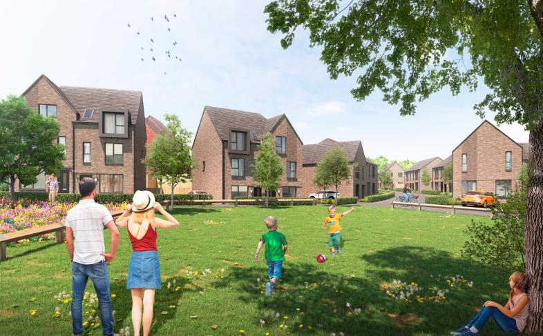 A CGI image of Corker Bottoms development in Sheffield 