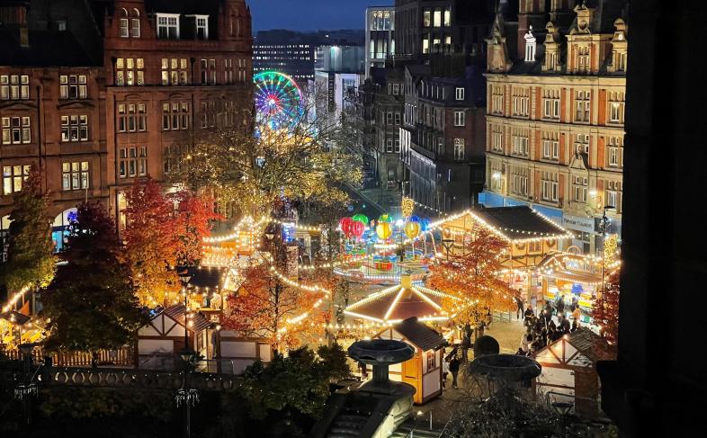 Sheffield lit up in Christmas lights 