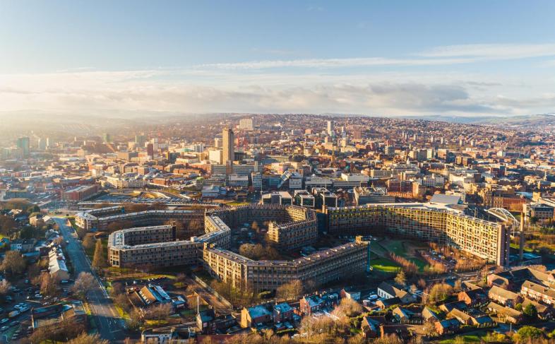 A view of Sheffield's skyline from above 