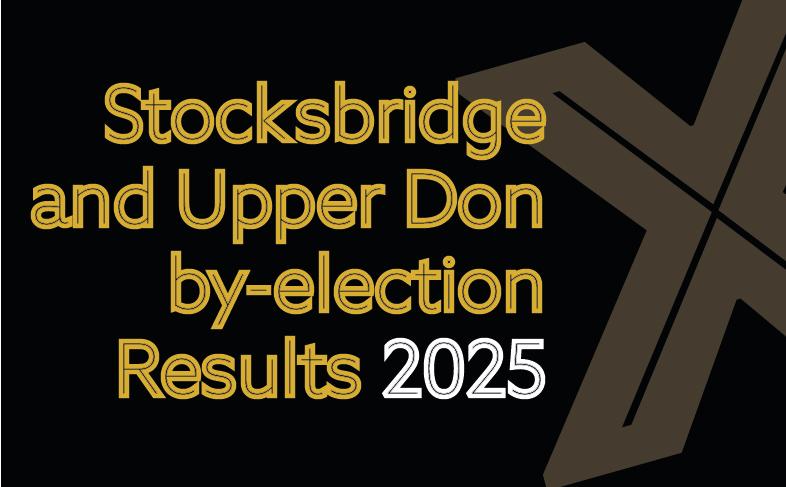 A black background picture with Stocksbridge and Upper Don By-Election 2025 Result written in front of it in green