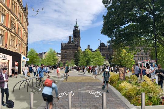 Artist impression of Pinstone Street regeneration