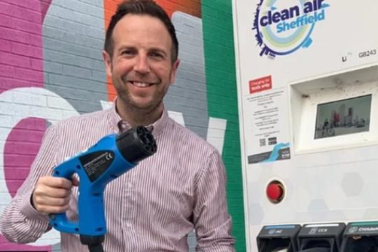 Cllr Ben Miskell at an electric vehicle charging point
