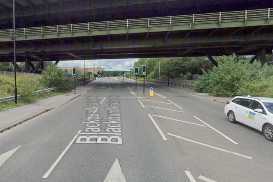 Image of Blackburn Meadows Road with a bridge going over it