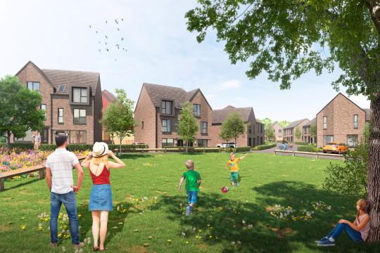 A CGI image of Corker Bottoms development in Sheffield 