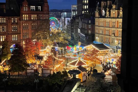 Sheffield lit up in Christmas lights 
