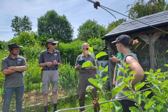 Group of experts standing amongst greenery