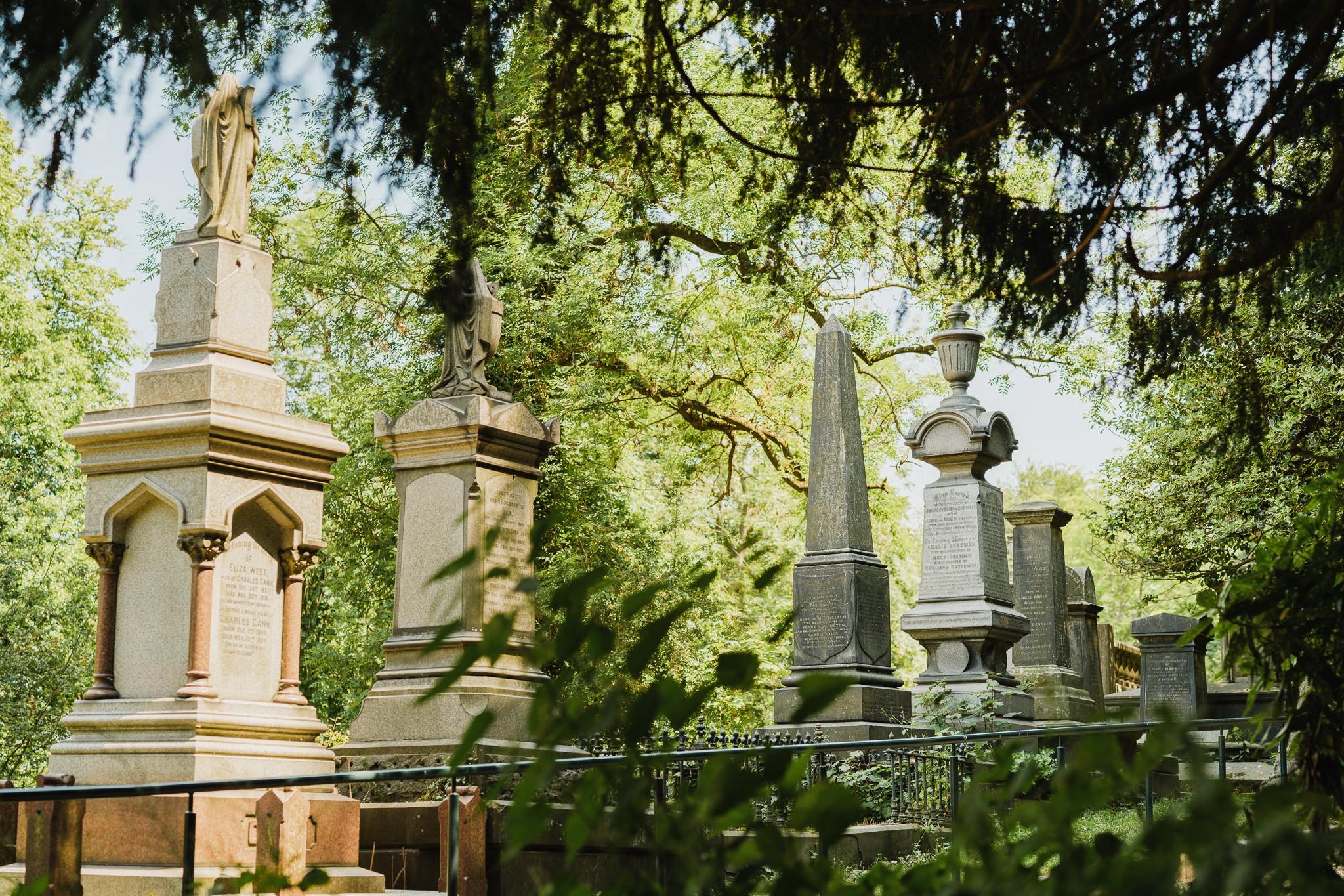 A photo showing grave stones in Sheffield General Cemetery